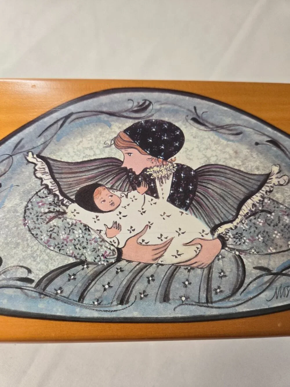 P. Buckley Moss 1996 Mother and Child Lane Keepsake Chest With 2 Keys